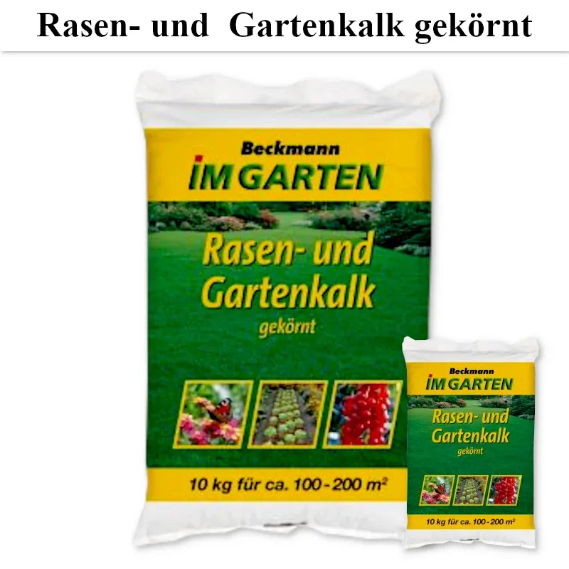 Rasen- und Gartenkalk – gekörnt, 10 kg, zur Bodenverbesserung und pH-Regulierung.