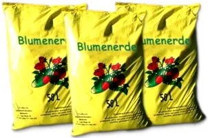 Blumenerde, Niedermoortorf, Erde für Zierpflanzen, Erde für Zierbäume.